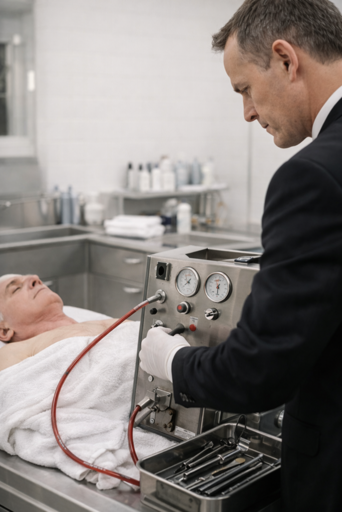 La thanatopraxie : définition, déroulement, utilité (transport, veillée, présentation), cadre légal et importance du consentement de la famille.